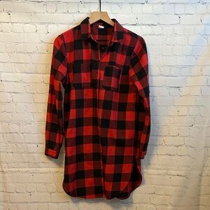 Red and Black Plaid Women’s Shirt Dress